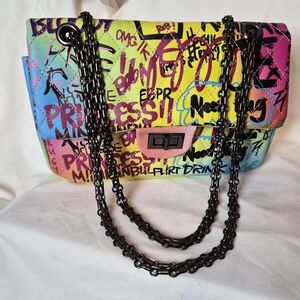 Colorful Graffiti Chain Strap Bag